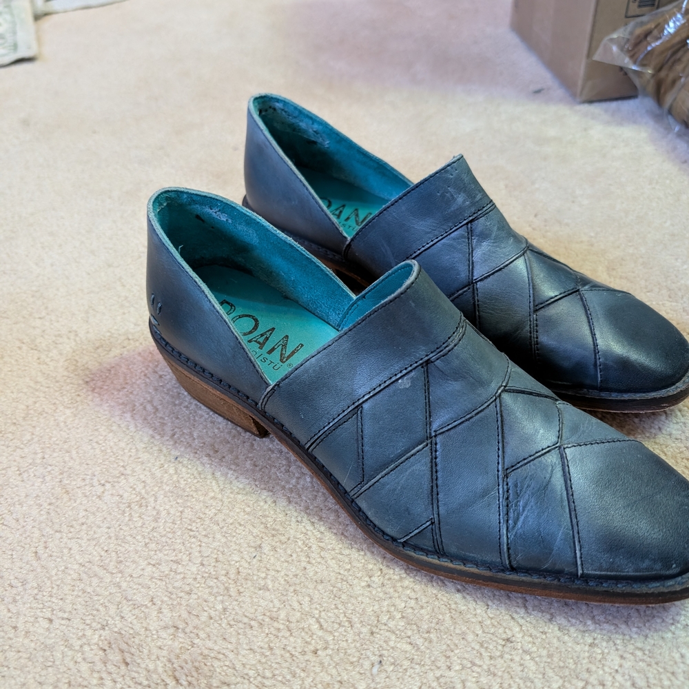 Roan Women's Black Leather Slip-On Loafers